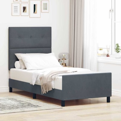 Estructura de cama Gris oscuro 100 x 200 cm Terciopelo