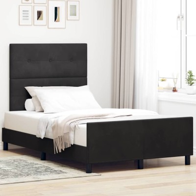 Estructura de cama con cabecera Negro 120 x 190 cm Terciopelo