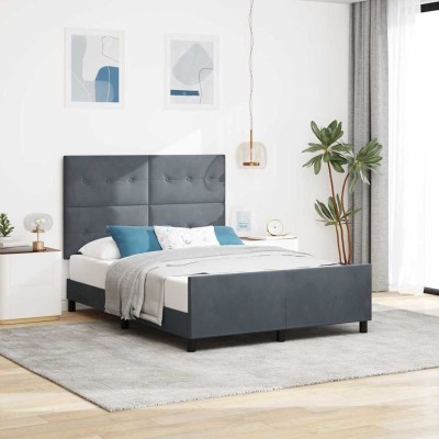Estructura de cama Gris oscuro 160 x 200 cm Terciopelo