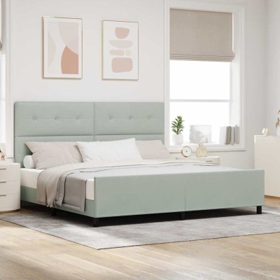 Estructura de cama Gris claro 200 x 200 cm Terciopelo