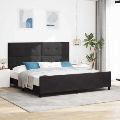 Estructura de cama con cabecera Negro 200 x 200 cm Terciopelo