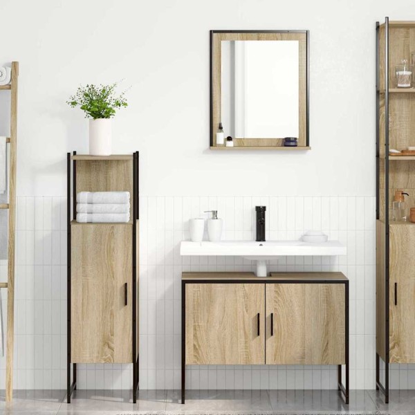 Juego de muebles de baño 3 pcs Marrón 33 x 33 x 120.5 cm