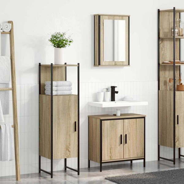 Juego de muebles de baño 3 pcs Marrón 60 x 30 x 60 cm