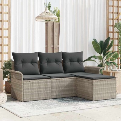 Conjunto de sofá de jardín 4 pcs Gris 55 x 55 x 37 cm