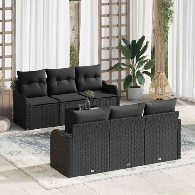 Conjunto de sofá de jardín 7 pcs Negro 55 x 55 x 37 cm