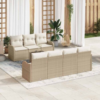 Conjunto de sofá de jardín 8 pcs Beige 55 x 55 x 37 cm