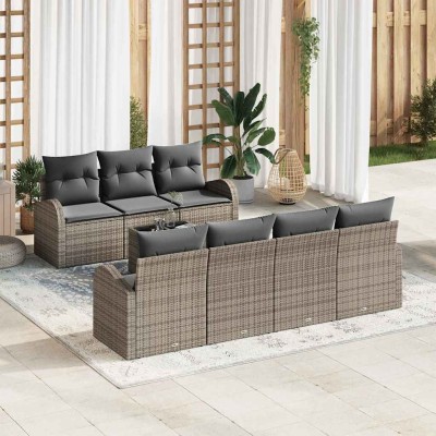 Conjunto de sofá de jardín 8 pcs Gris 55 x 55 x 37 cm