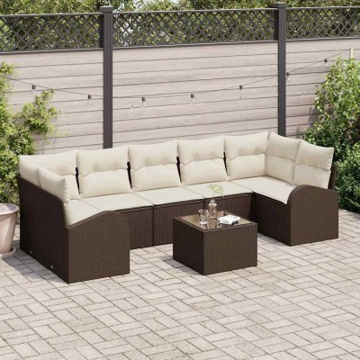 Conjunto de sofá de jardín 8 pcs Marrón 55 x 55 x 37 cm