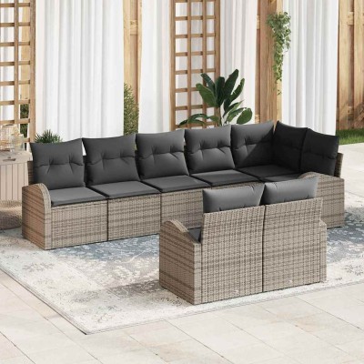 Conjunto de sofá de jardín 8 pcs 289 x 124 x 85 cm Poliratán