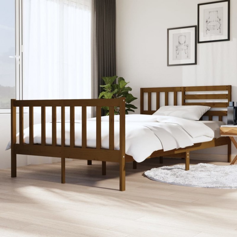 Estructura de cama de madera maciza marrón miel 120x200 cm