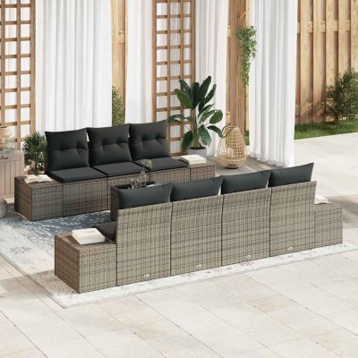 Conjunto de sofá de jardín 8 pcs Gris Poliratán