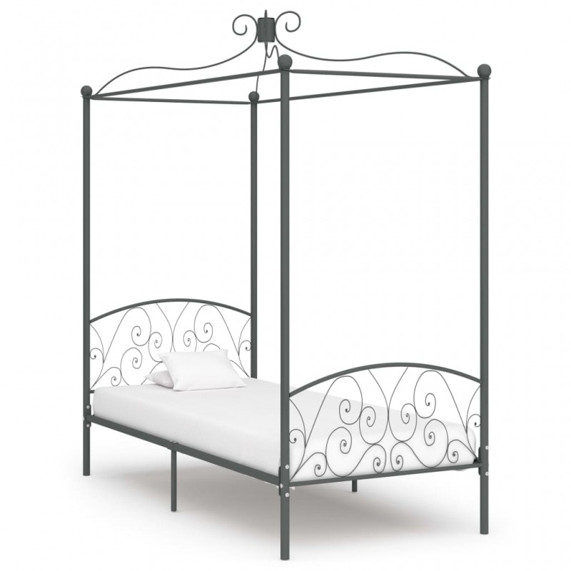 Estructura de cama con dosel metal gris 90x200 cm