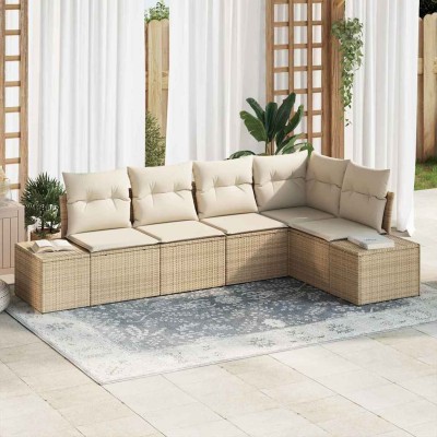 Conjunto de sofá de jardín 5 pcs Beige Poliratán