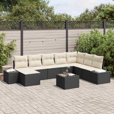 Conjunto de sofá de jardín 9 pcs 319 x 209 x 85 cm Poliratán
