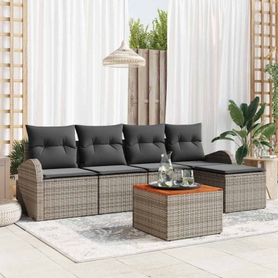 Conjunto de sofá de jardín 6 pcs Gris Poliratán