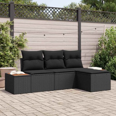 con almohada Ajustable 4 pcs Negro 239 x 117 x 37 cm