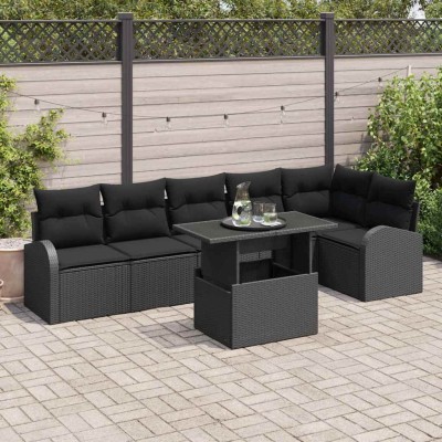 Conjunto de sofá de jardín 7 pcs Negro 100 x 55 x 73 cm