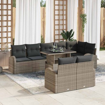 Conjunto de sofá de jardín Manual 9 pcs Gris 100 x 55 x 73 cm