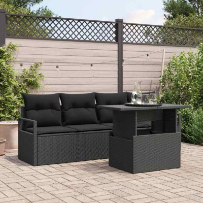Conjunto de sofá de jardín Manual 5 pcs Negro 100 x 55 x 73 cm
