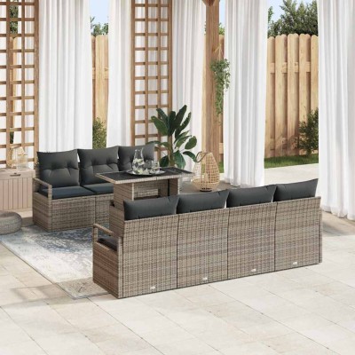 Conjunto de sofá de jardín Manual 8 pcs Gris 100 x 55 x 73 cm