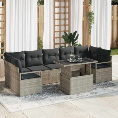 Conjunto de sofá de jardín 8 pcs Gris claro 100 x 55 x 73 cm