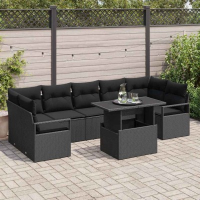 Conjunto de sofá de jardín 8 pcs Negro 100 x 55 x 73 cm