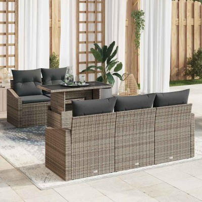 Conjunto de sofá de jardín Manual 6 pcs Gris 100 x 55 x 73 cm