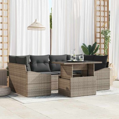 Conjunto de sofá de jardín 7 pcs Gris 100 x 55 x 73 cm