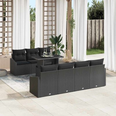 Conjunto de sofá de jardín 8 pcs Negro 100 x 55 x 73 cm