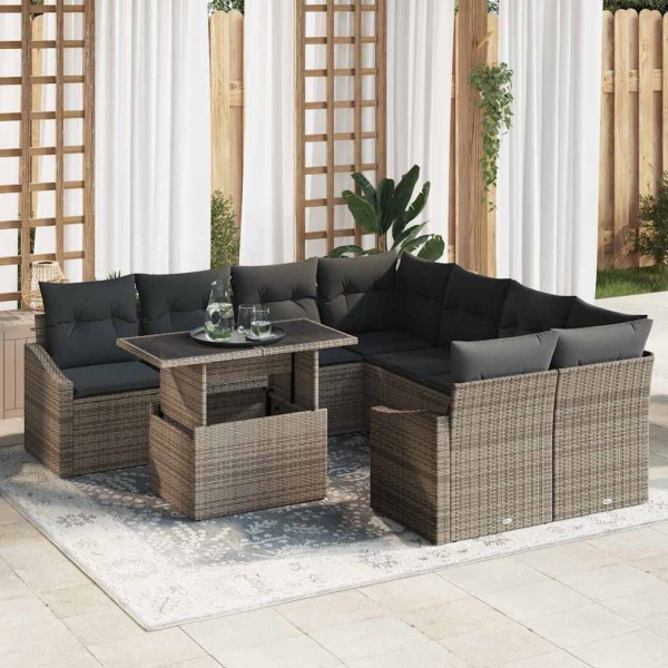 Conjunto de sofá de jardín 9 pcs Gris 100 x 55 x 73 cm