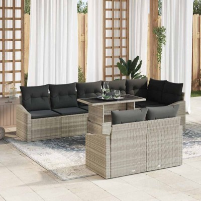 Conjunto de sofá de jardín 9 pcs Gris claro 100 x 55 x 73 cm