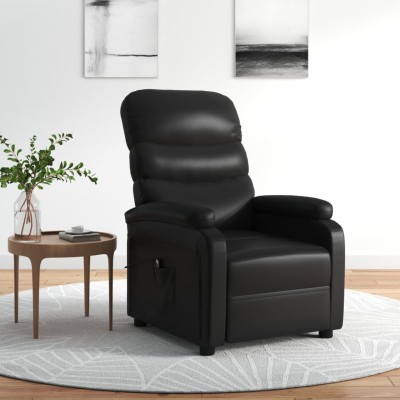 Sillón reclinable eléctrico de cuero sintético negro