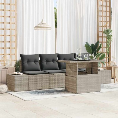 Conjunto de sofá de jardín 5 pcs Gris claro 100 x 55 x 73 cm