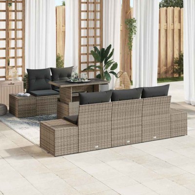 Conjunto de sofá de jardín 6 pcs Gris 100 x 55 x 73 cm
