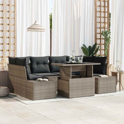 Conjunto de sofá de jardín 7 pcs Gris 100 x 55 x 73 cm