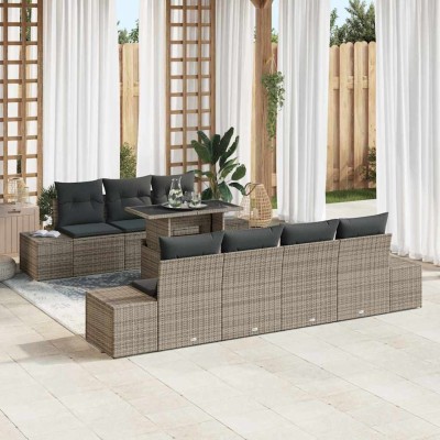 Conjunto de sofá de jardín 8 pcs Gris 100 x 55 x 73 cm