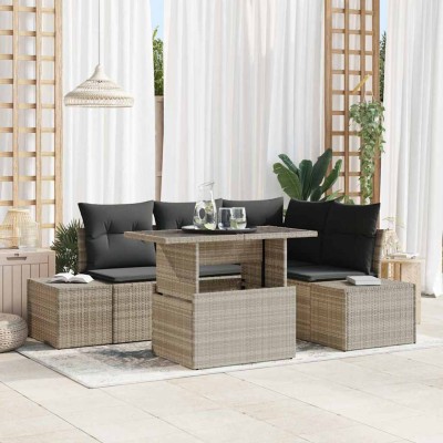 Conjunto de sofá de jardín 5 pcs Gris claro 100 x 55 x 73 cm