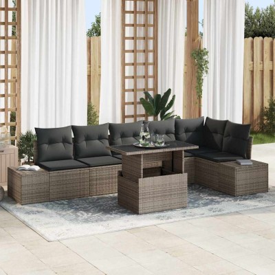 Conjunto de sofá de jardín Manual 7 pcs Gris 100 x 55 x 73 cm