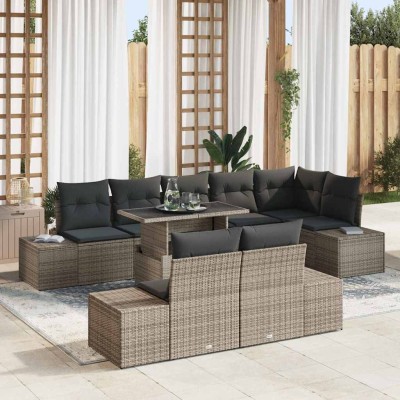 Conjunto de sofá de jardín 9 pcs Gris 100 x 55 x 73 cm