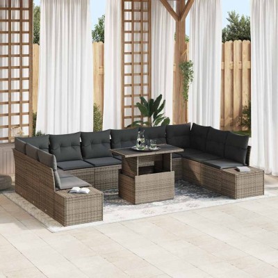 Conjunto de sofá de jardín 11 pcs Gris 100 x 55 x 73 cm