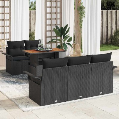 Conjunto de sofá de jardín 6 pcs Negro 100 x 55 x 73 cm