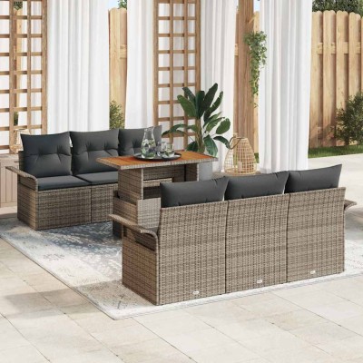 Conjunto de sofá de jardín 7 pcs Gris 100 x 55 x 73 cm