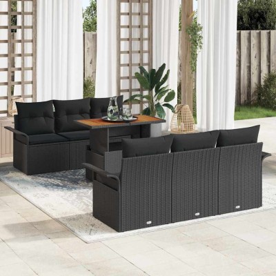 Conjunto de sofá de jardín 7 pcs Negro 100 x 55 x 73 cm