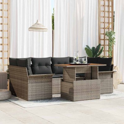 Conjunto de sofá de jardín Manual 7 pcs Gris 100 x 55 x 73 cm