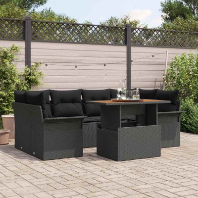 Conjunto de sofá de jardín 7 pcs Negro 100 x 55 x 73 cm