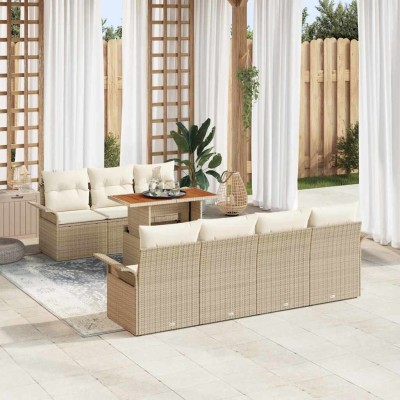 Conjunto de sofá de jardín 8 pcs beige y crema 100 x 55 x 73 cm