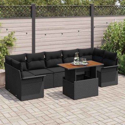 Conjunto de sofá de jardín 8 pcs Negro 100 x 55 x 73 cm