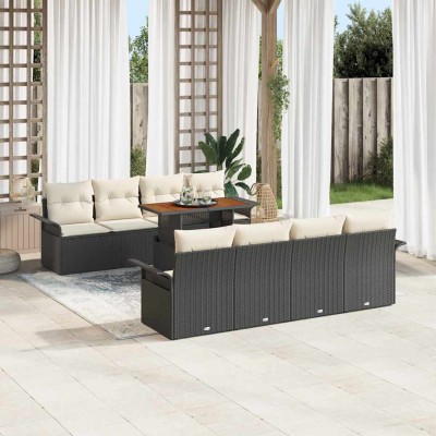Conjunto de sofá de jardín 7 pcs Negro y crema 100 x 55 x 73 cm