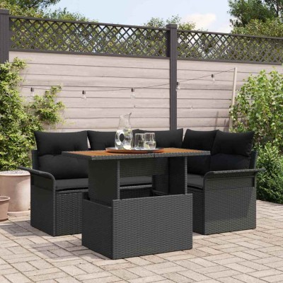 Conjunto de sofá de jardín 5 pcs Negro 100 x 55 x 73 cm