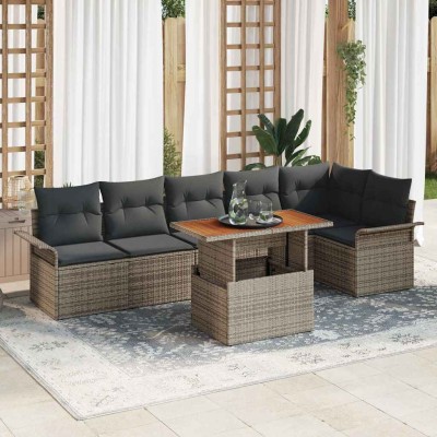 Conjunto de sofá de jardín 7 pcs Gris 100 x 55 x 73 cm